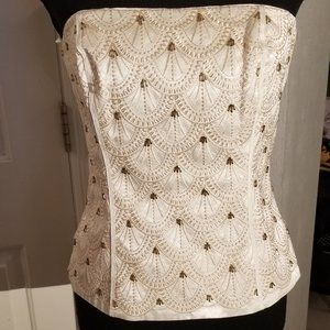 White House Black Market Bustier Size 2 Cream with gold accent